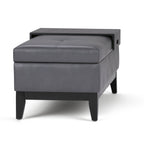Oregon 42 Inch Wide Storage Ottoman Bench with Tray in Stone