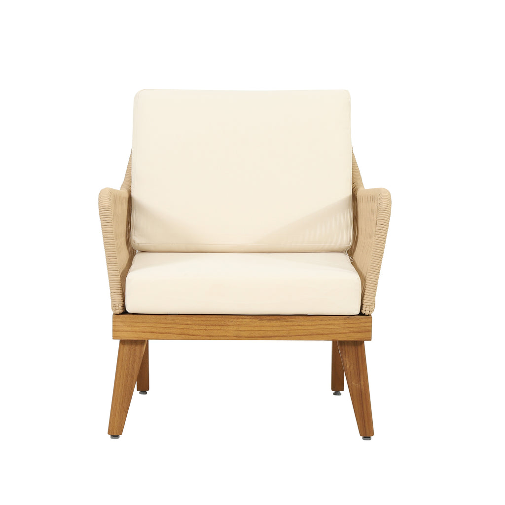 Outdoor 4-Piece Acacia Wood Chat Set with Rope