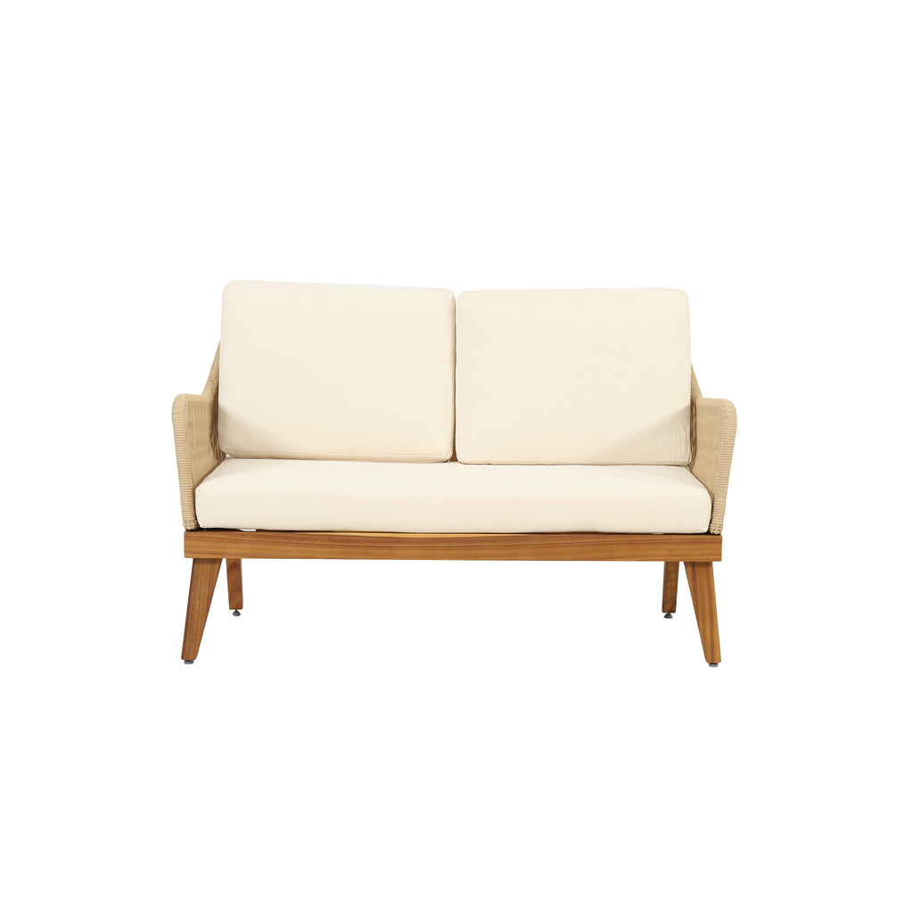 Outdoor 4-Piece Acacia Wood Chat Set with Rope