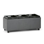 Avalon 42 Inch Wide Storage Ottoman in Stone