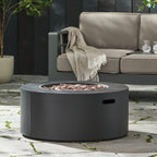 32" Patio 40,000 BTU Round Iron Propane Fire Pit, Dark