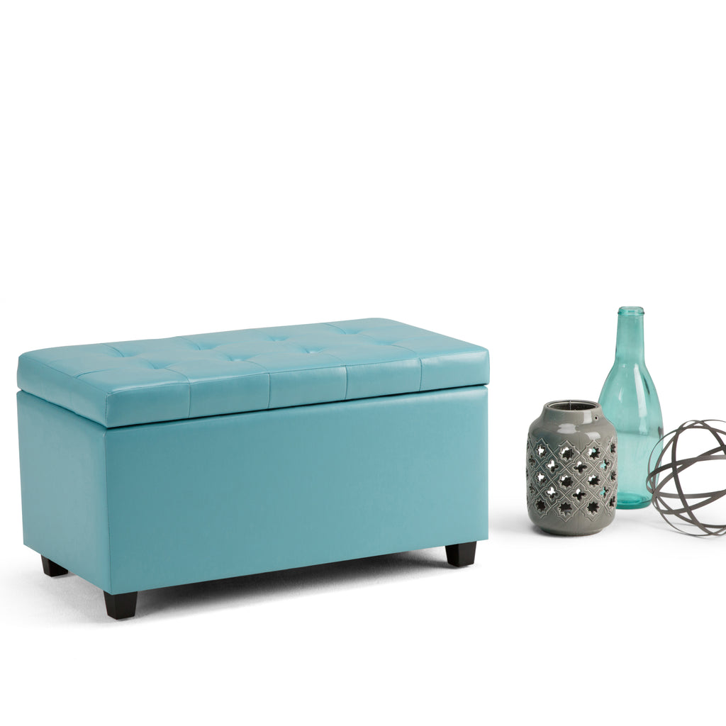 Cosmopolitan 34 Inch Wide Storage Ottoman in Soft