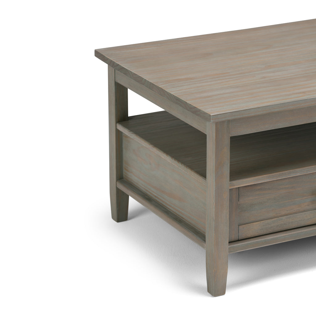 Warm Shaker Solid Wood 48 Inch Wide Transitional Coffee Table