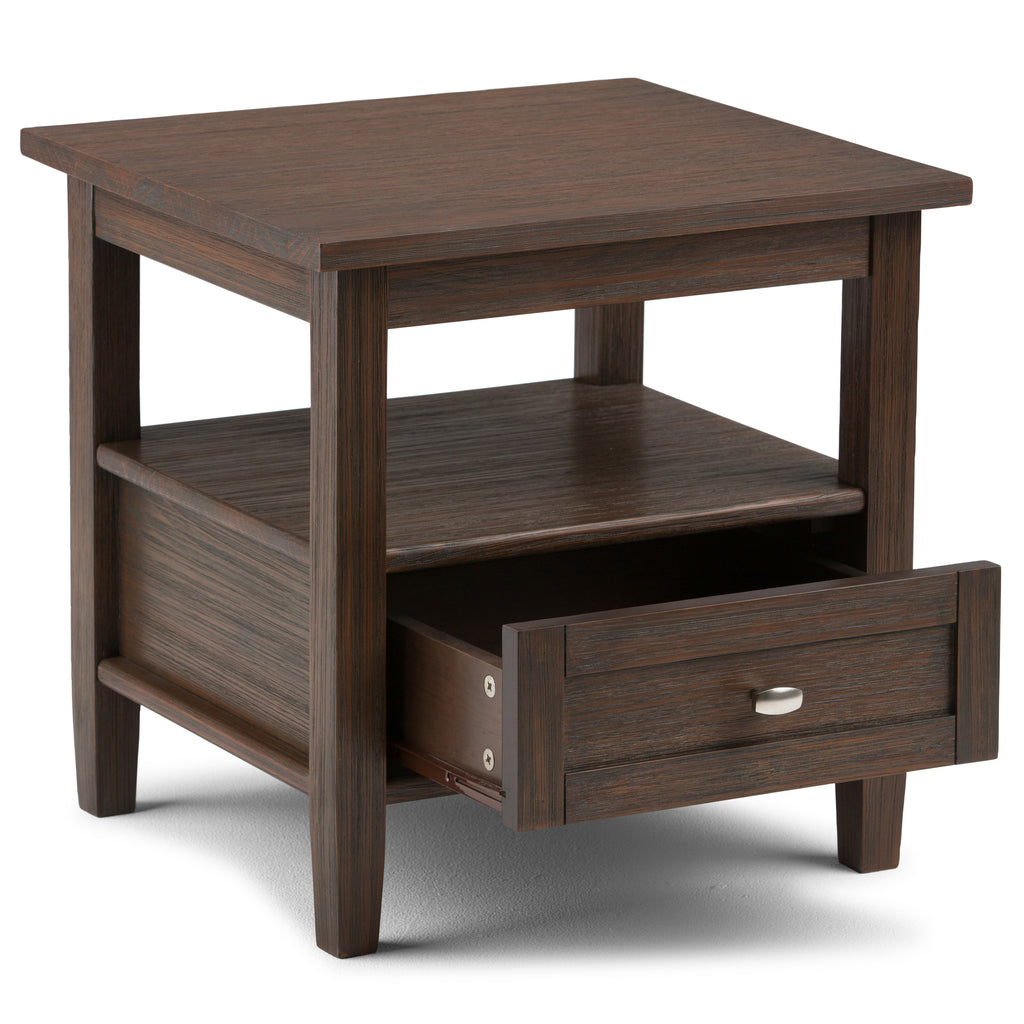 Warm Shaker Solid Wood 20 Inch Wide Transitional End Table