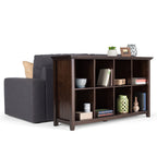 Acadian 57 Inch Wide Solid Wood 8 Cube Storage Sofa Table in Brunette