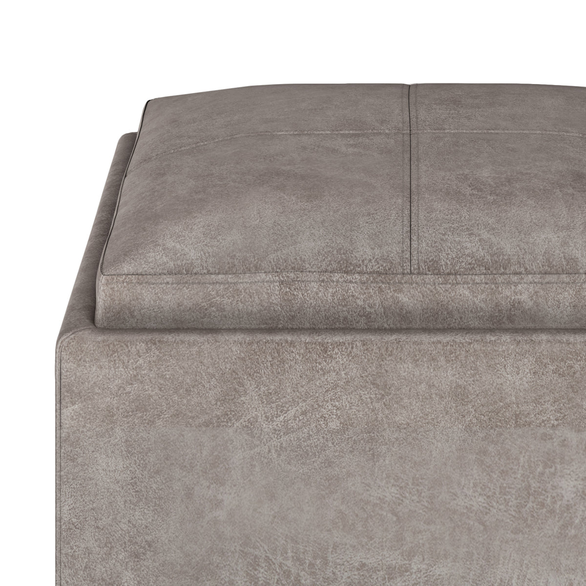 Rockwood 17 Inch Wide Cube Storage Ottoman with Tray in Distressed
