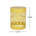Large Modern Outdoor Metal End Table with Iron Cut Design