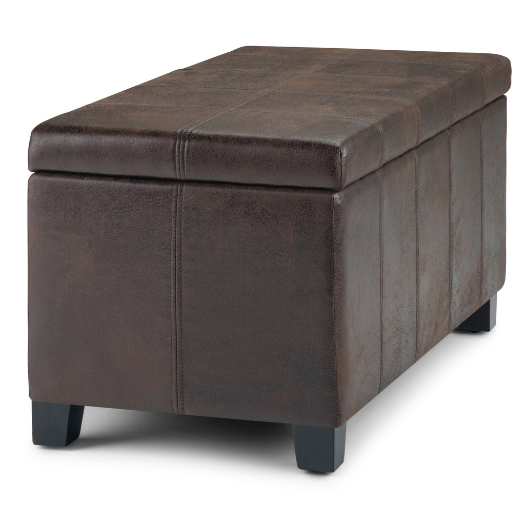 Dover 36 Inch Wide Storage Ottoman Bench in Distressed