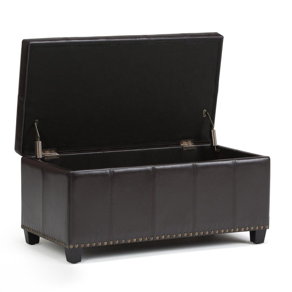 Amelia 33 Inch Wide Storage Ottoman Bench in Tanners