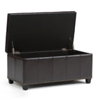 Amelia 33 Inch Wide Storage Ottoman Bench in Tanners