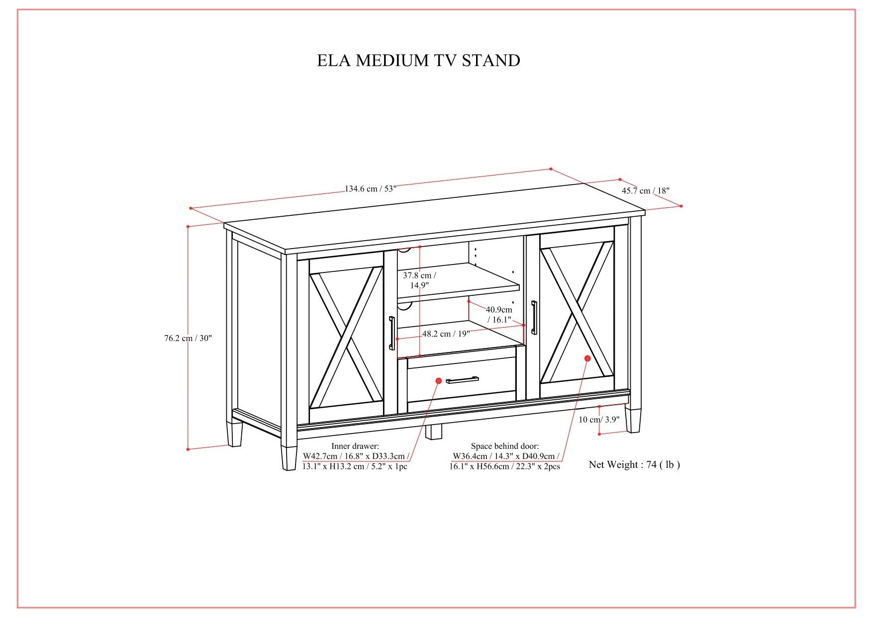 Ela Medium TV Stand - Smoky