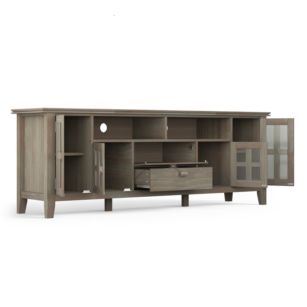 Artisan 72 Inch Wide Solid Wood TV Stand in Distressed