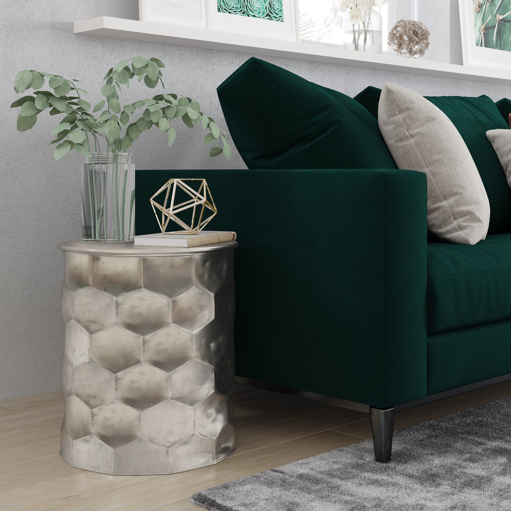 Whitney 17 Inch Wide Metal Storage Side Table in Antique