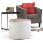 Serena 18 Inch Wide Round Braided Pouf