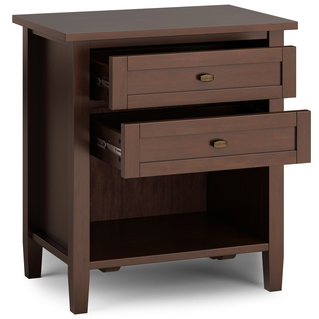 Warm Shaker Solid Wood 24 Inch Wide Transitional Nightstand in Russet