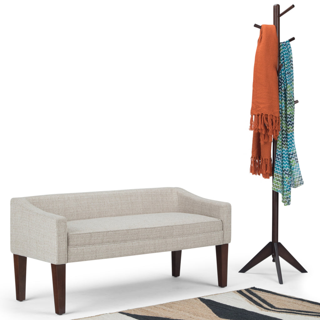 Parris 50 Inch Wide Upholstered Bench in Platinum Woven Fabric