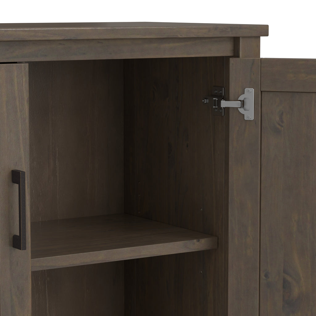 Ela 32 Inch Wide Solid Wood Low Storage Cabinet in Smoky