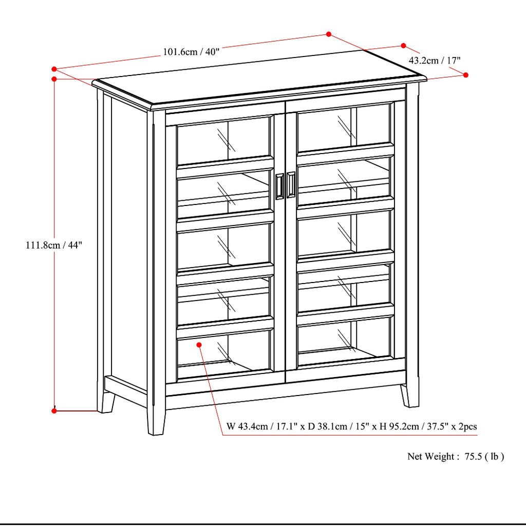 Burlington 40 Inch Wide Solid Wood Medium Storage Cabinet in Mahogany
