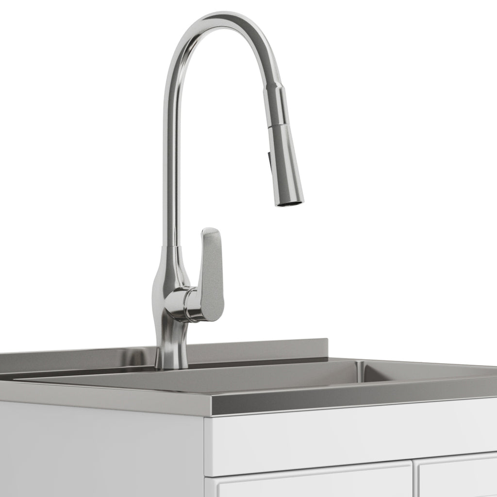 Lawrence 28" Laundry Cabinet with Faucet and Stainless Steel Sink