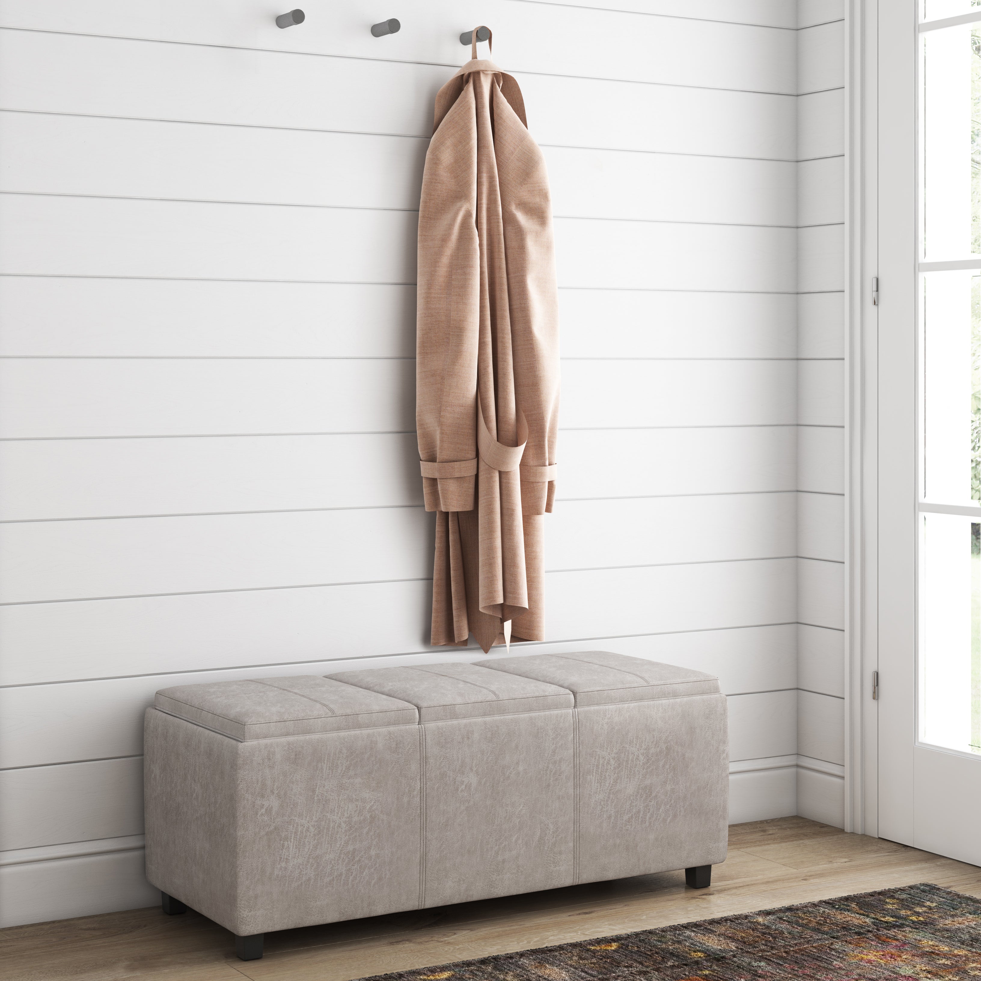Avalon 42 Inch Wide Storage Ottoman in Distressed
