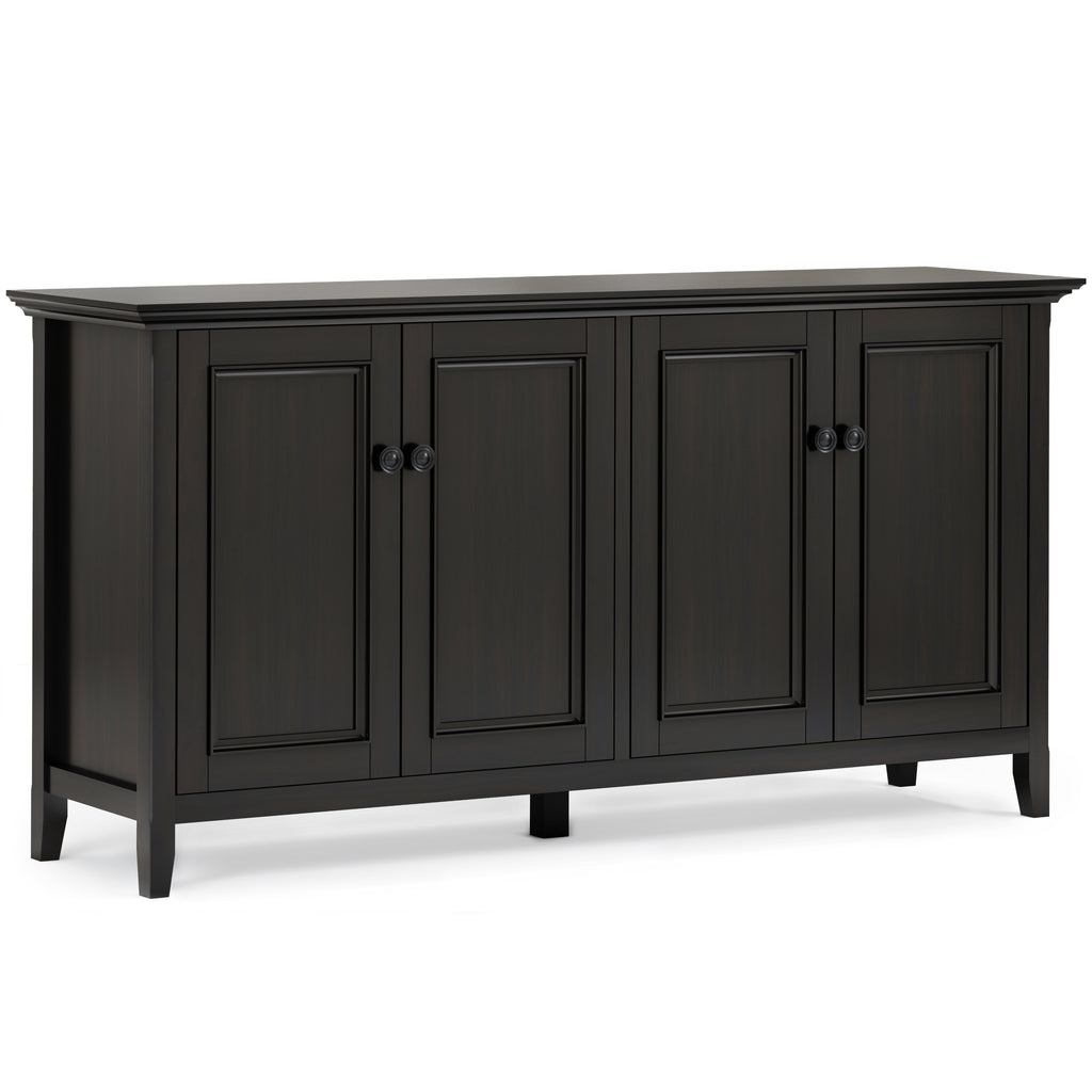 Amherst 66 Inch Wide Solid Wood Transitional 4 Door Storage Cabinet in Hickory