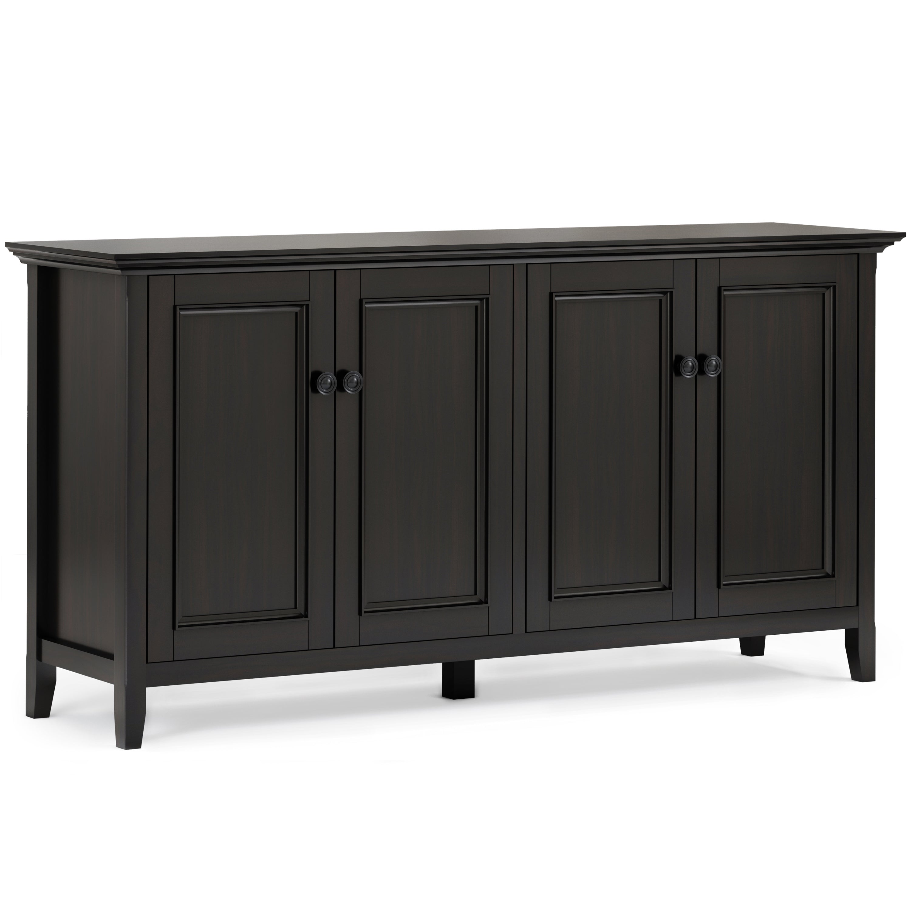 Amherst 66 Inch Wide Solid Wood Transitional 4 Door Storage Cabinet in Hickory
