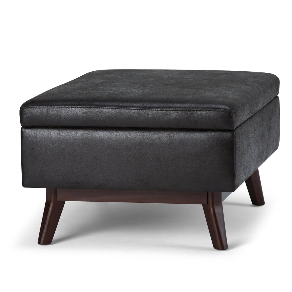Owen 34 Inch Wide Coffee Table Storage Ottoman in Distressed