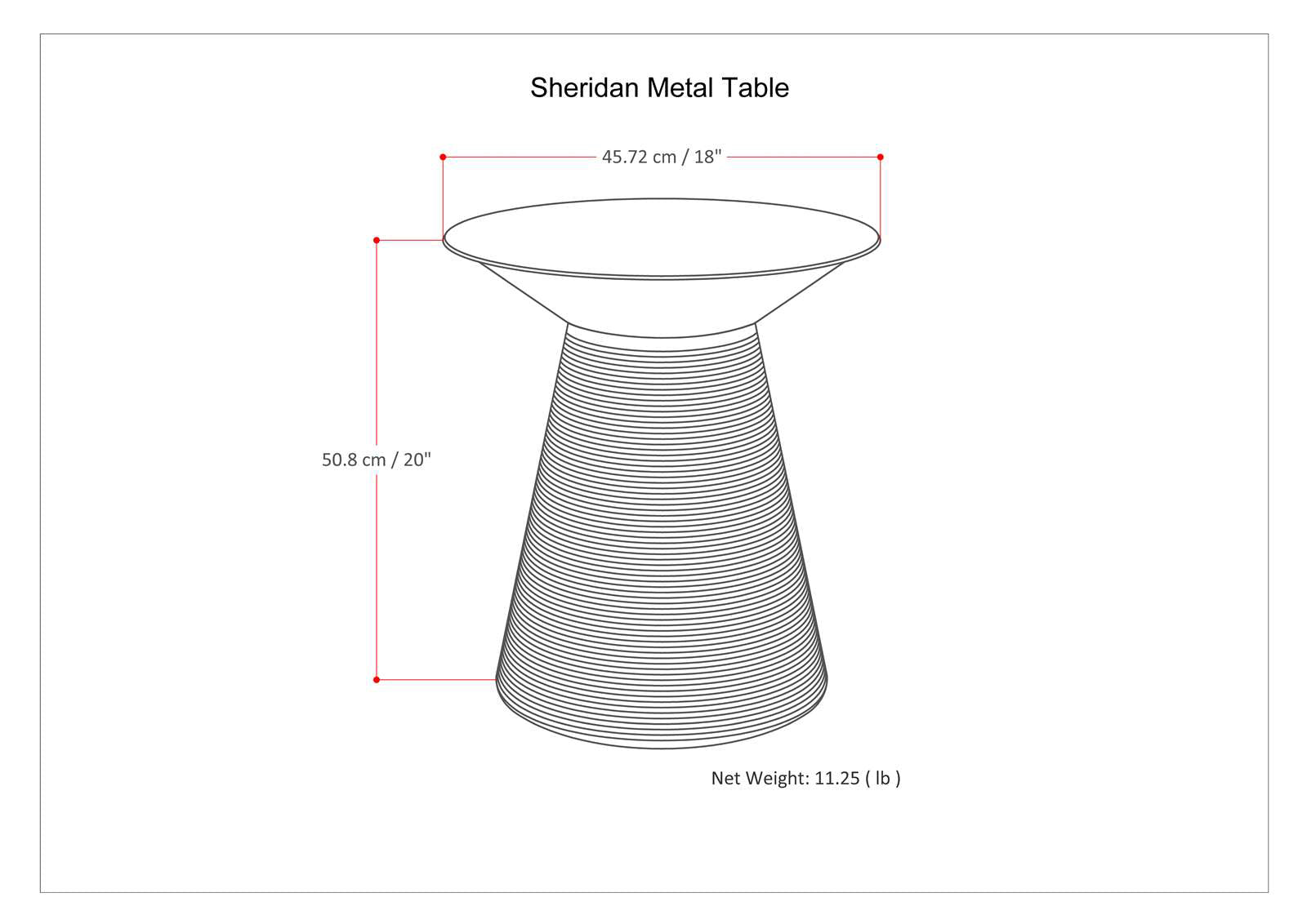Sheridan 18-Inch Wide Metal Accent Table in Antique