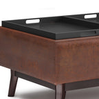 Owen 34 Inch Wide Tray Top Small Coffee Table Storage Ottoman