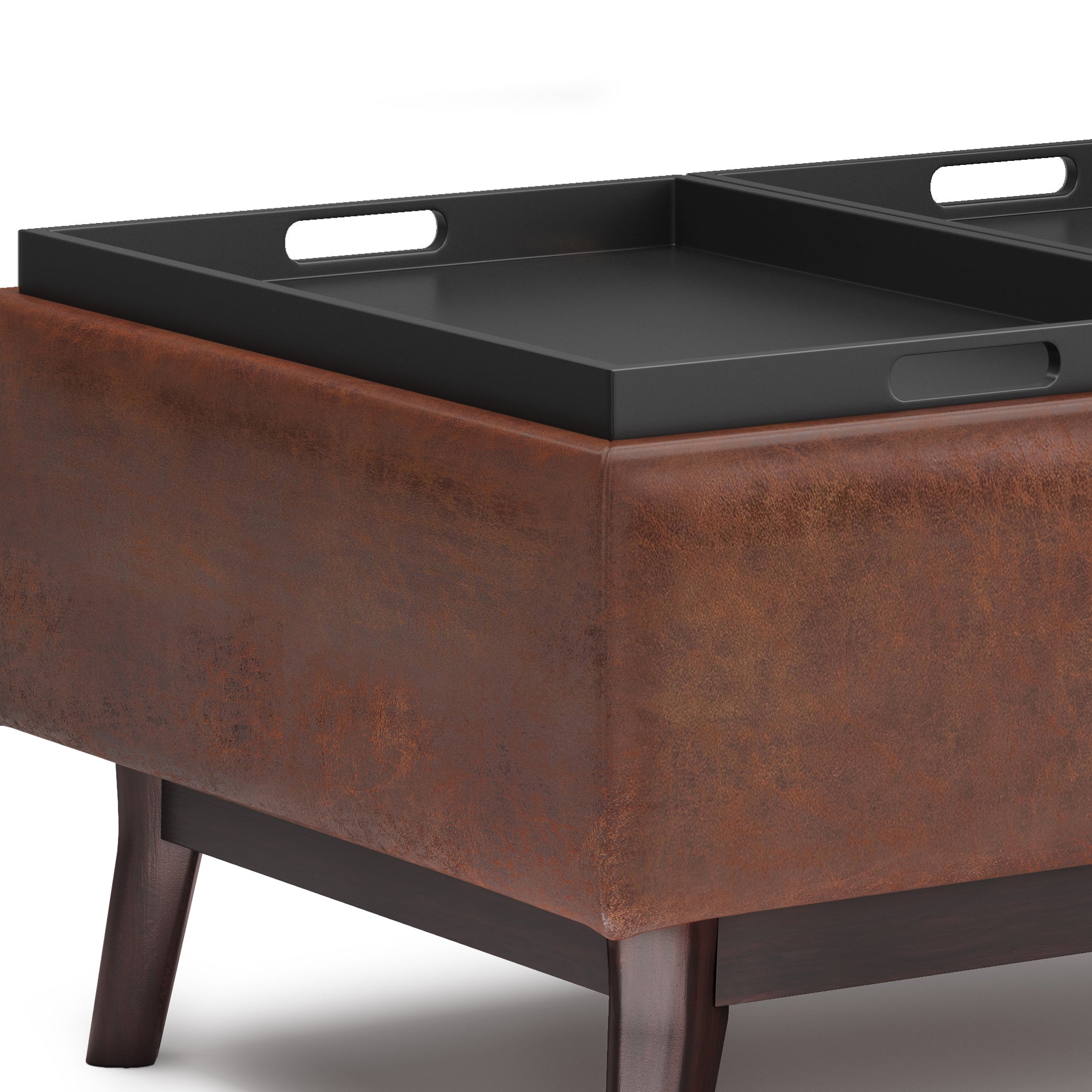 Owen 34 Inch Wide Tray Top Small Coffee Table Storage Ottoman