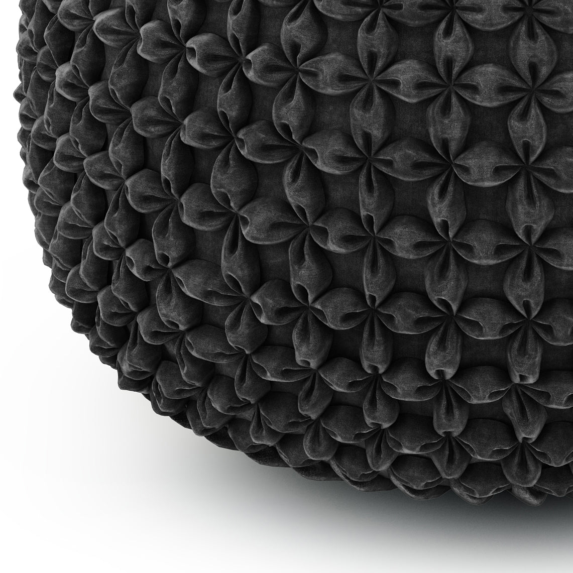 Renee 20 Inch Wide Round Pouf in Dark
