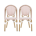 Outdoor PE Rattan and Aluminum French Bistro Chairs, Set of 2
