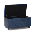 Cosmopolitan 34 Inch Wide Storage Ottoman in Denim