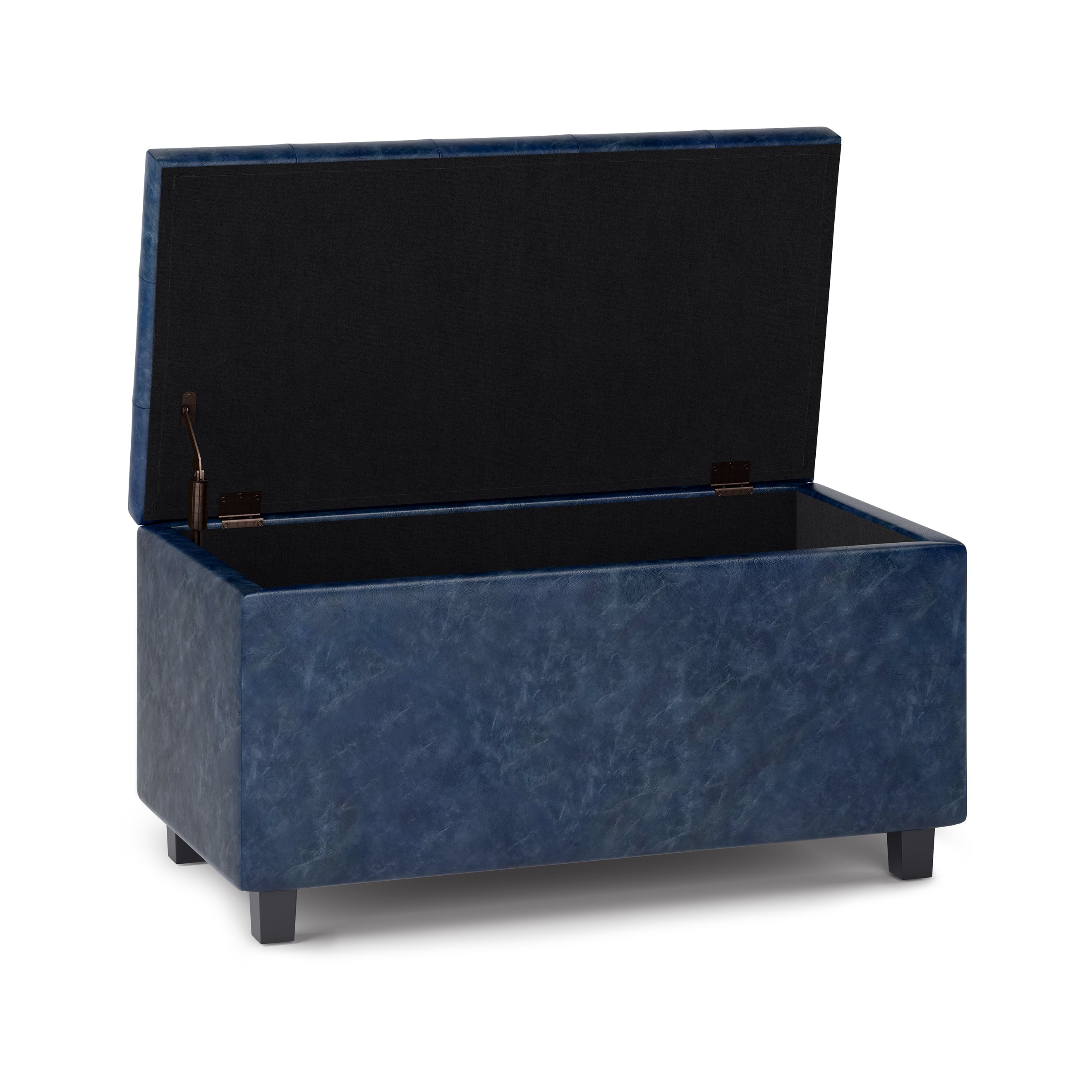 Cosmopolitan 34 Inch Wide Storage Ottoman in Denim