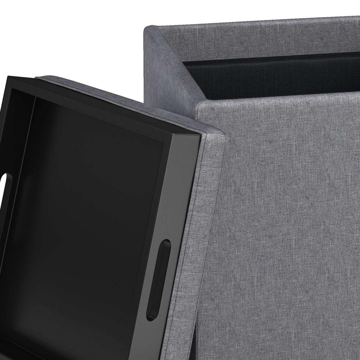 Rockwood 17 Inch Wide Cube Storage Ottoman with Tray