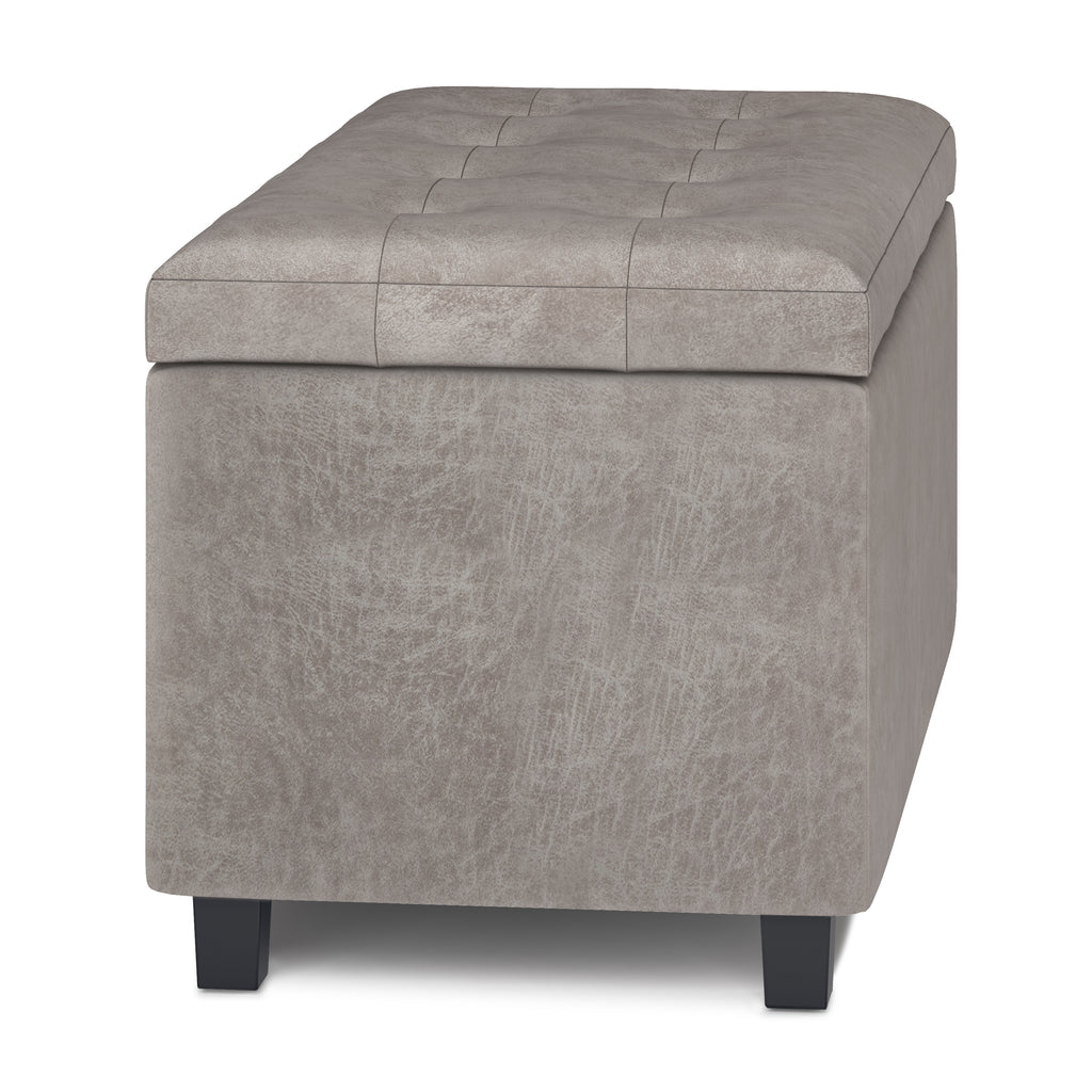 Cosmopolitan 34 Inch Wide Storage Ottoman in Distressed