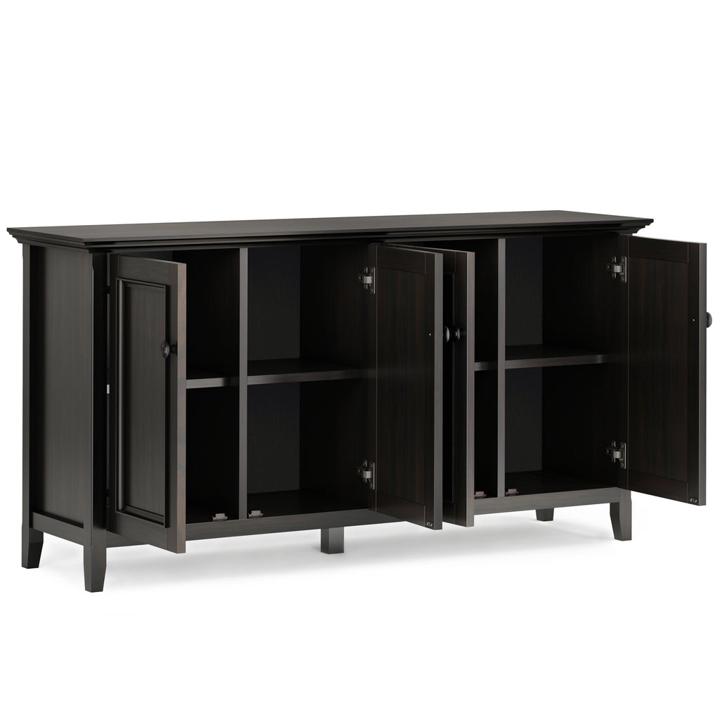 Amherst 66 Inch Wide Solid Wood Transitional 4 Door Storage Cabinet in Hickory