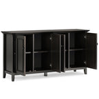 Amherst 66 Inch Wide Solid Wood Transitional 4 Door Storage Cabinet in Hickory