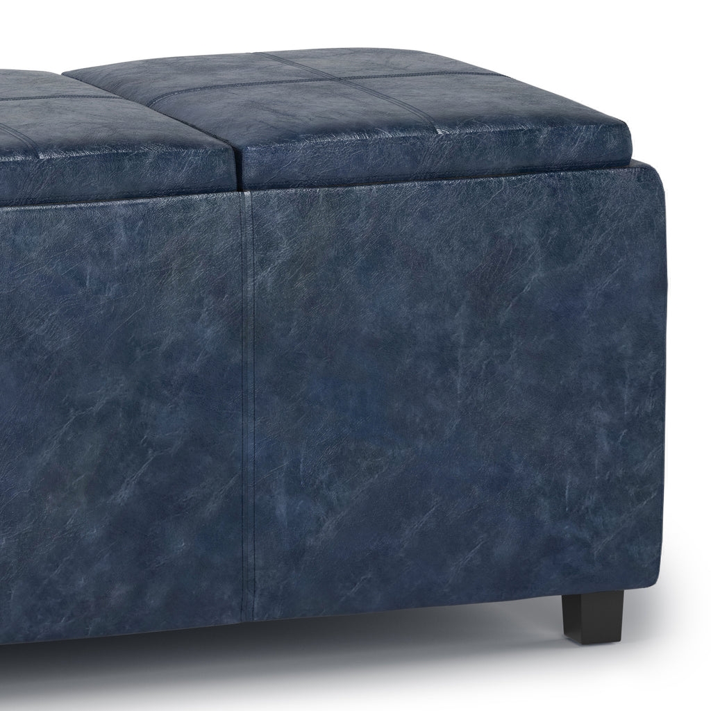 Avalon 42 Inch Wide Storage Ottoman in Denim
