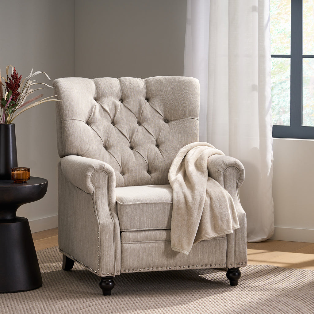 Button Tufted Heavy Duty Manual Reclining Sofa
