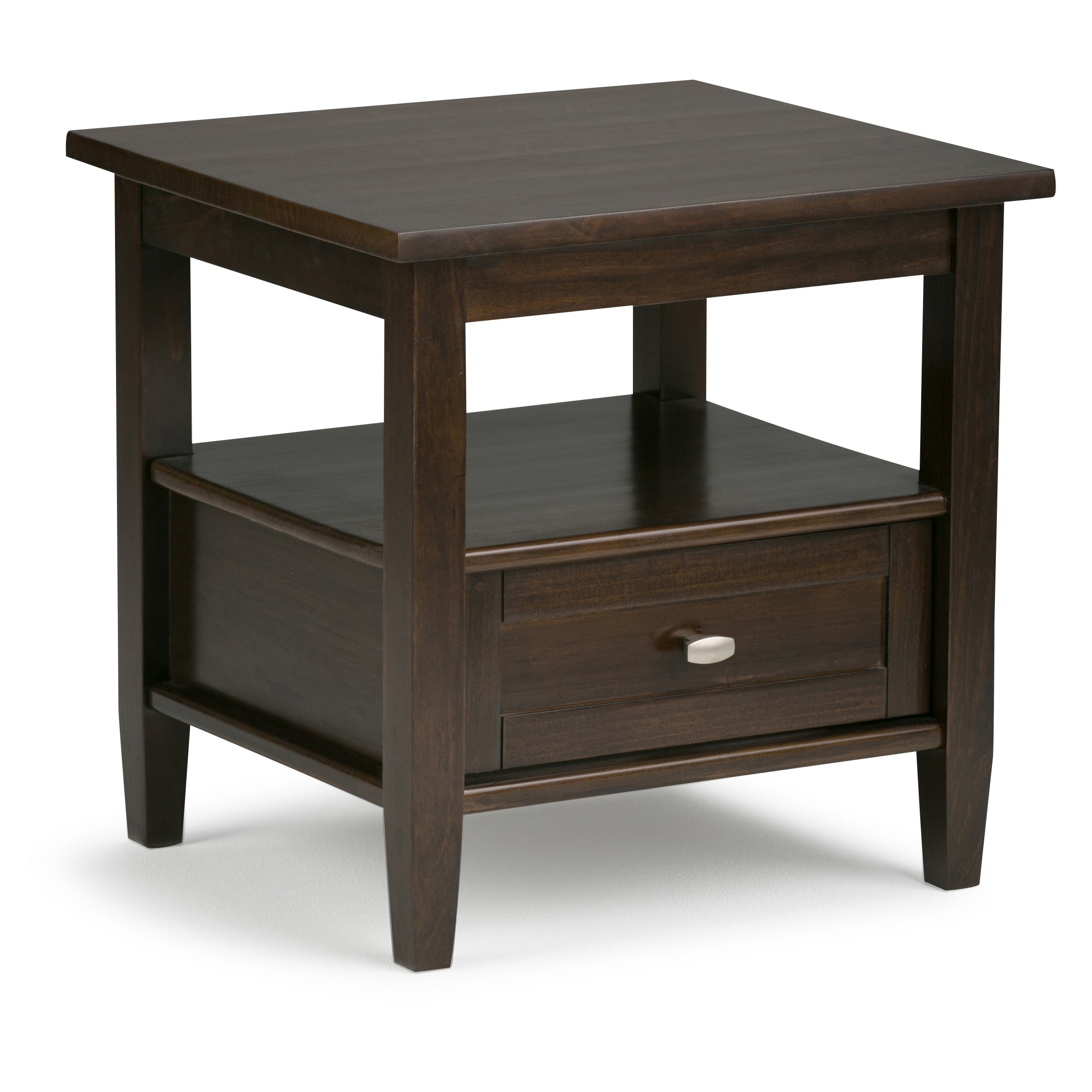 Warm Shaker Solid Wood 20-Inch Wide End Table in Tobacco