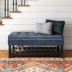 Cosmopolitan - Storage Ottoman Bench with Open Bottom - Denim