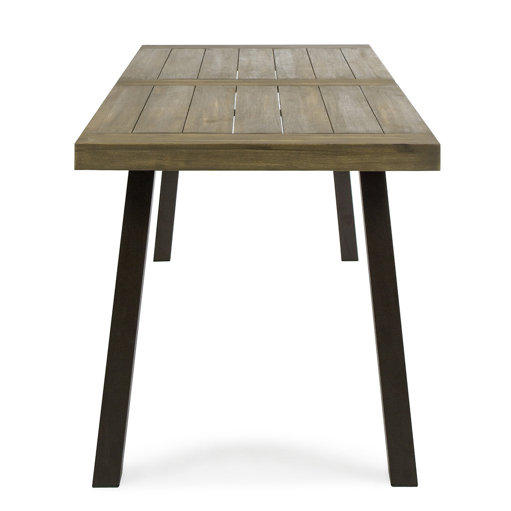 Della Outdoor Acacia Wood Dining Table with Metal Legs