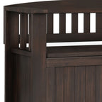 Acadian Solid Wood Small Entryway Storage Bench in Brunette