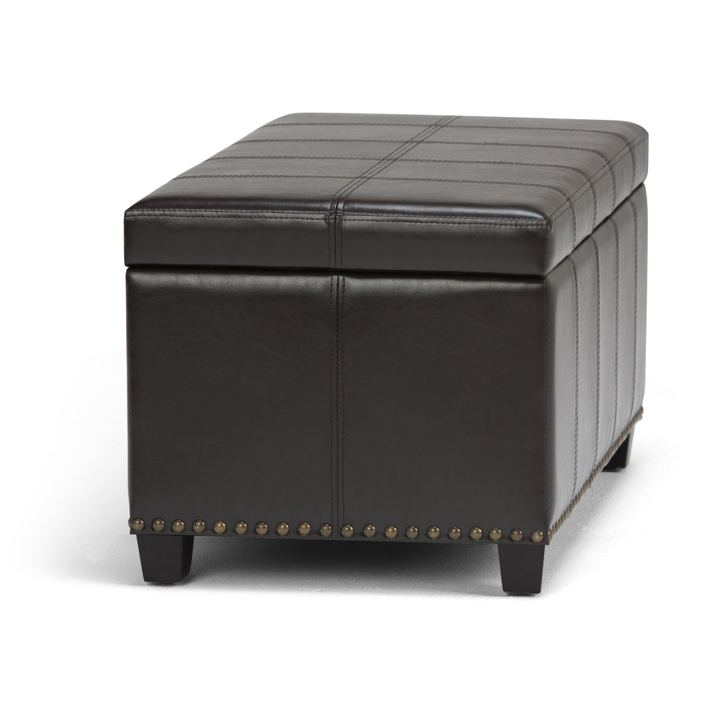 Amelia 33 Inch Wide Storage Ottoman Bench in Tanners