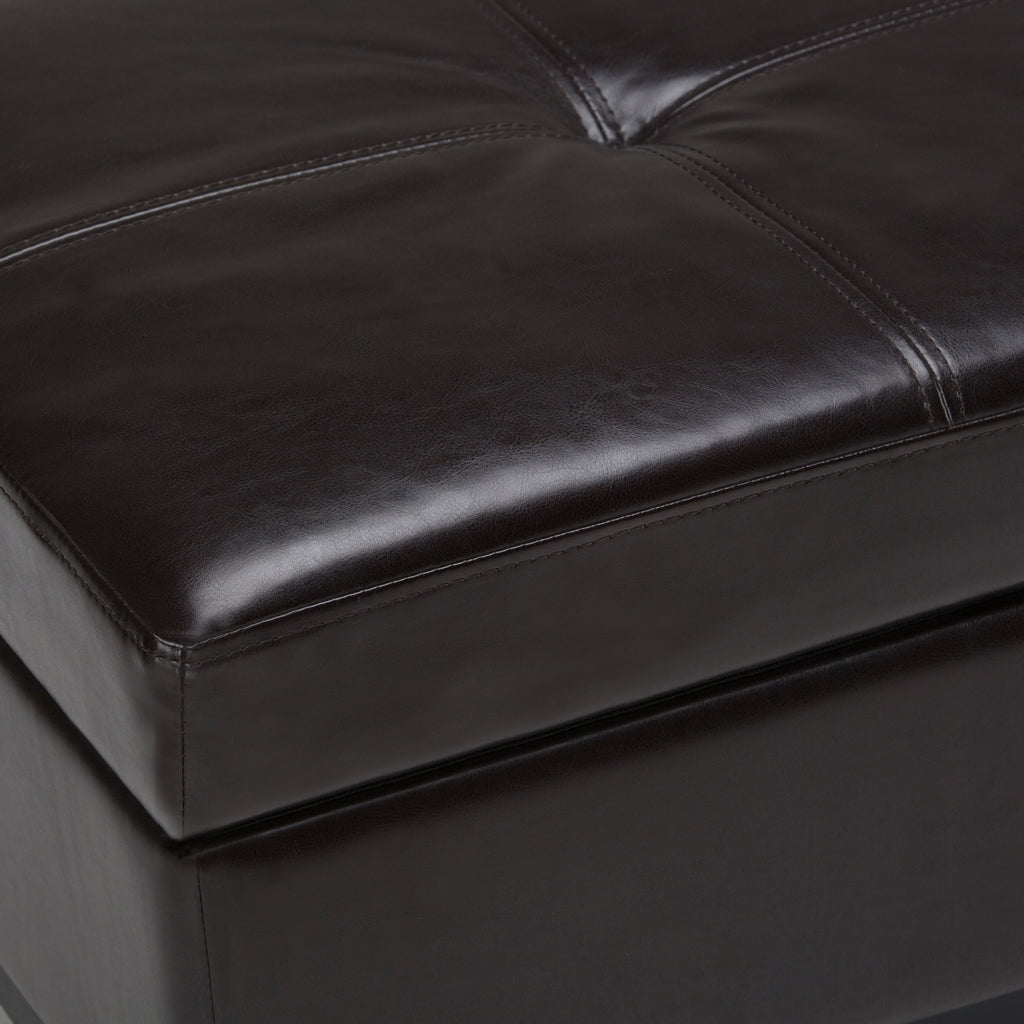 Oregon 42 Inch Wide Storage Ottoman Bench with Tray in Tanners