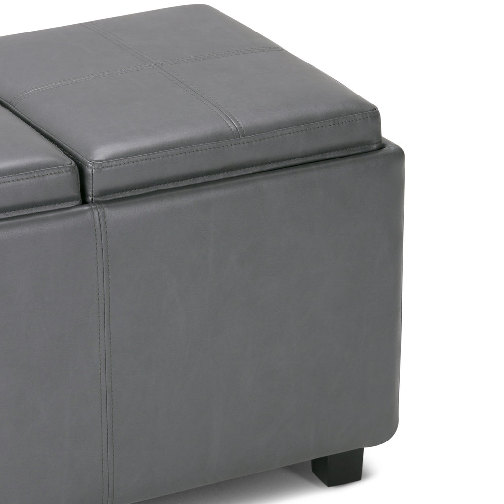 Avalon 42 Inch Wide Storage Ottoman in Stone