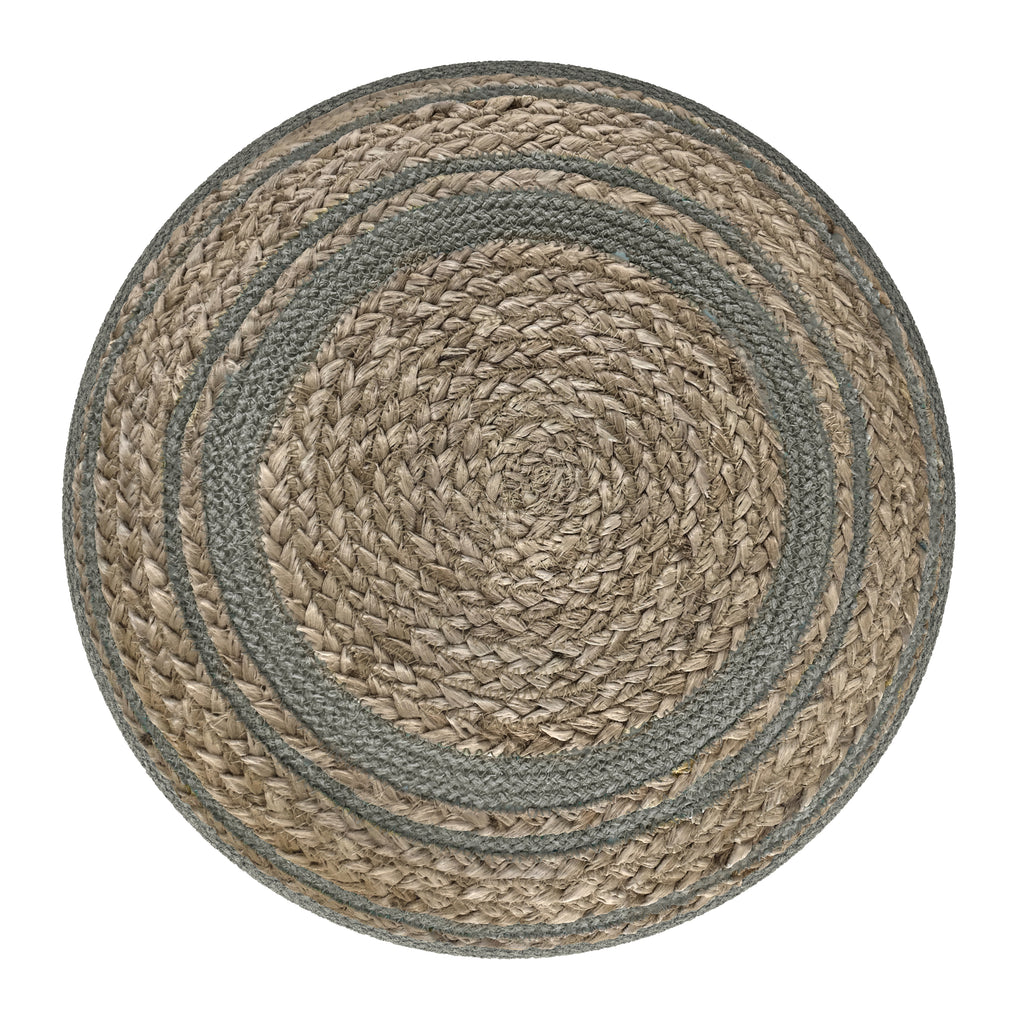 Serena - Round Braided Pouf - Dove