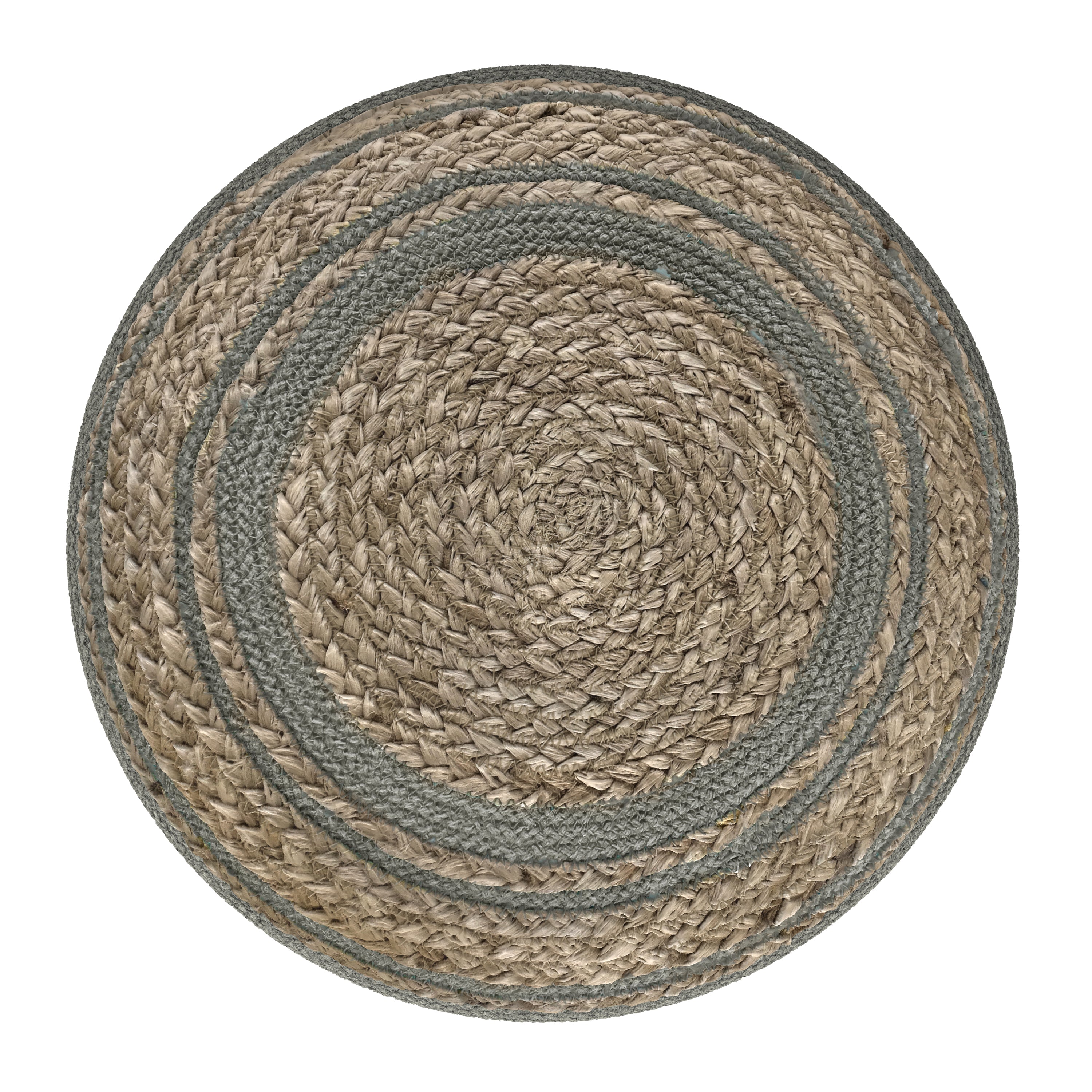 Serena - Round Braided Pouf - Dove