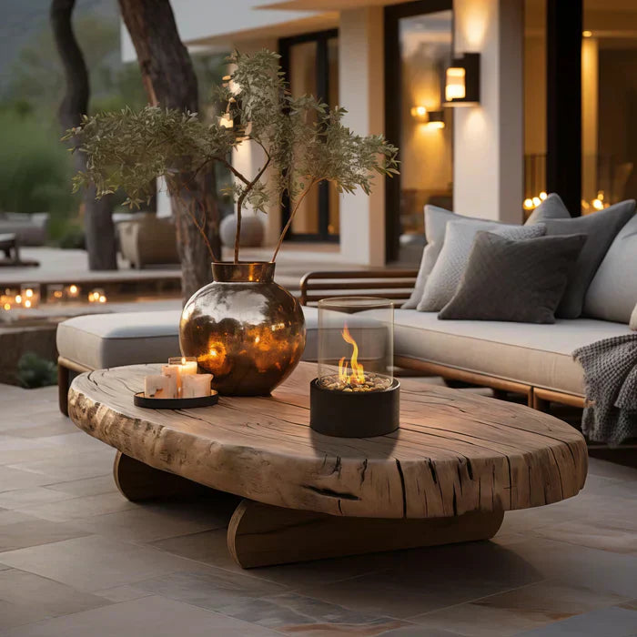 Portable Table Lantern Gas Flame Outdoor Indoor Modern Steel Glass Table Lamp